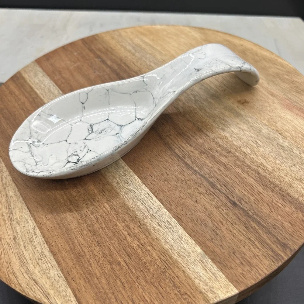 Vintage Ceramic Spoon Rest Country Kitchen Decor Marble